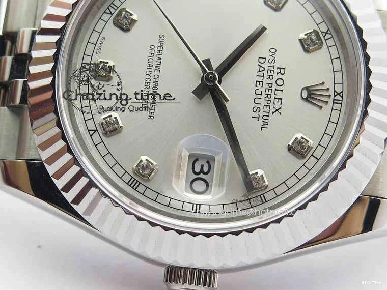 MiroTime 0428 DateJust II 41mm BP Maker Best Edition Silver Diamonds Dial On New Version Jubilee Bracelet A Reliable 3623
